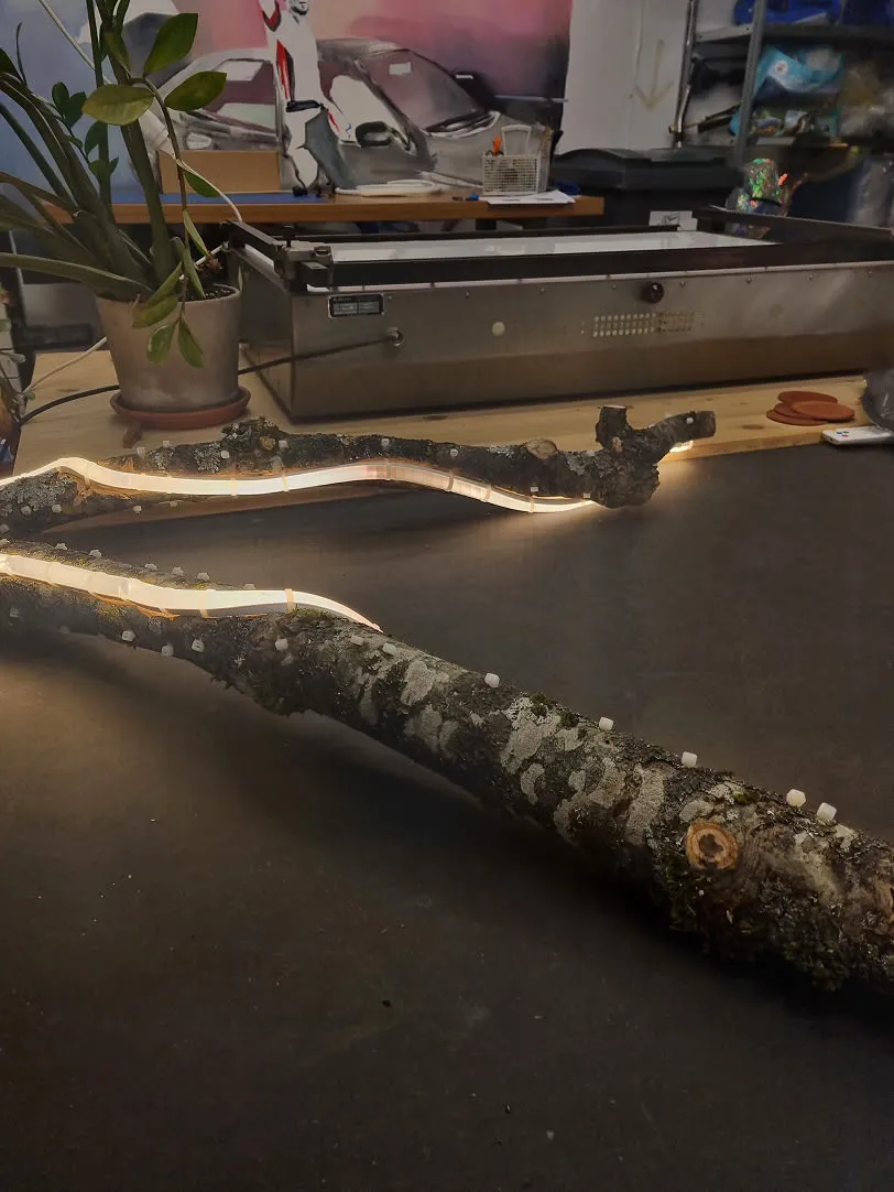 Une longue pièce de bois posée sur une table