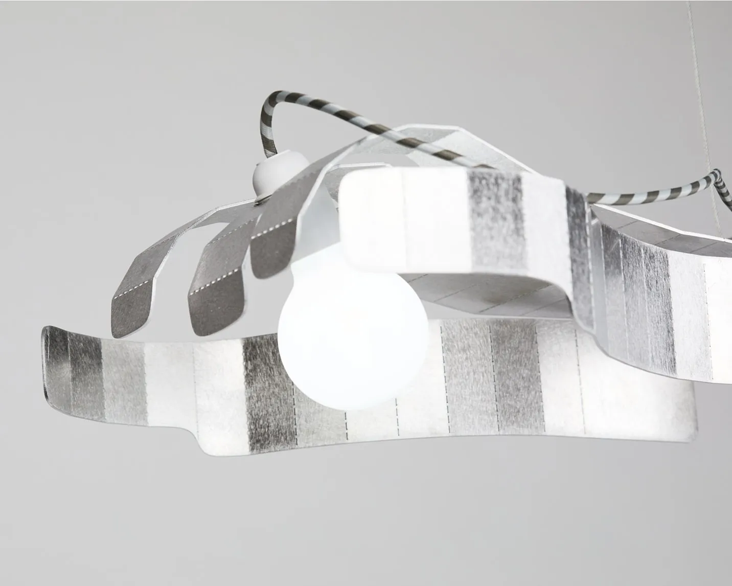 Lampes en métal avec câble en tissu et ampoule